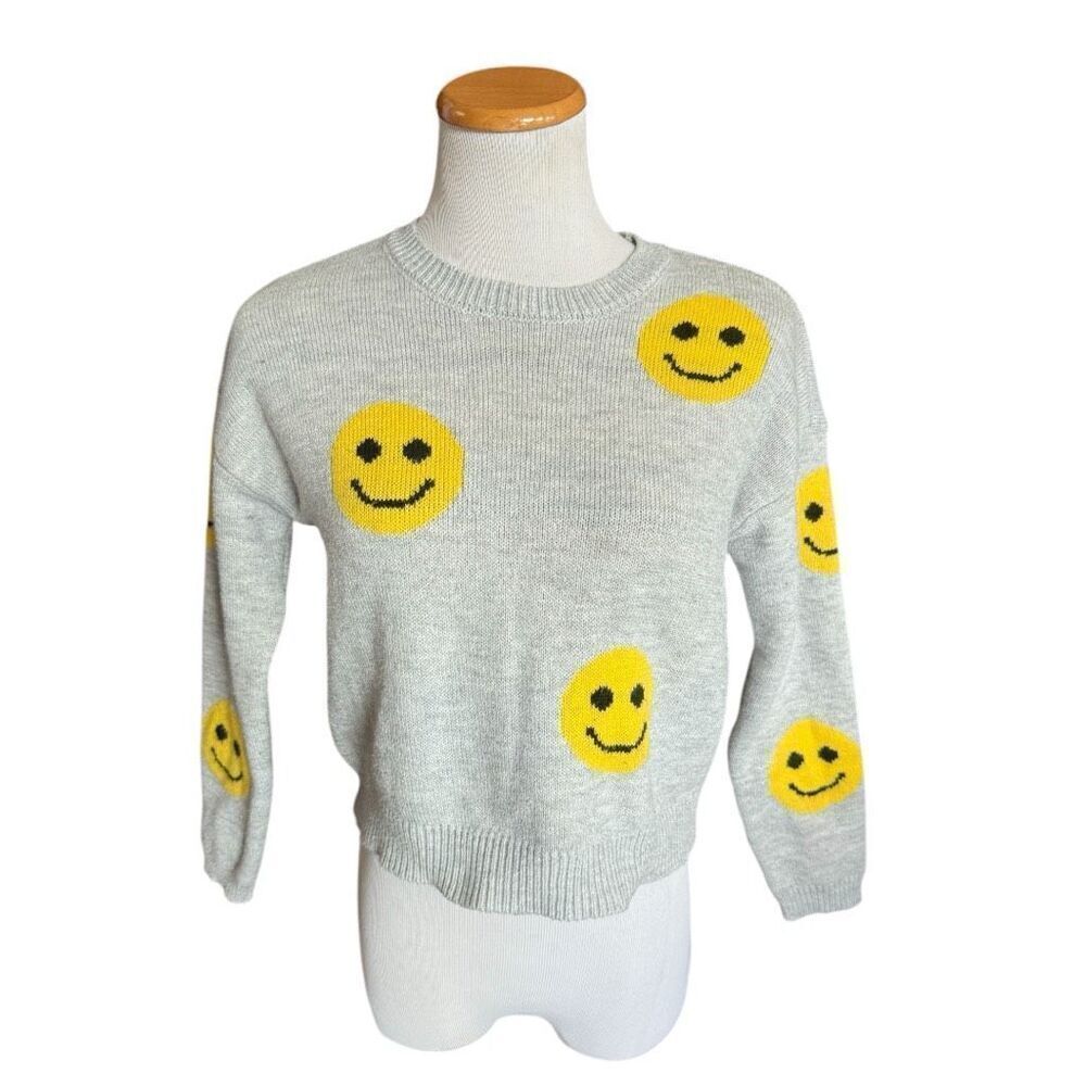 Youth Girls No Comment Smiley Face Smile Crew Neck Sweater - Sz XL (16)